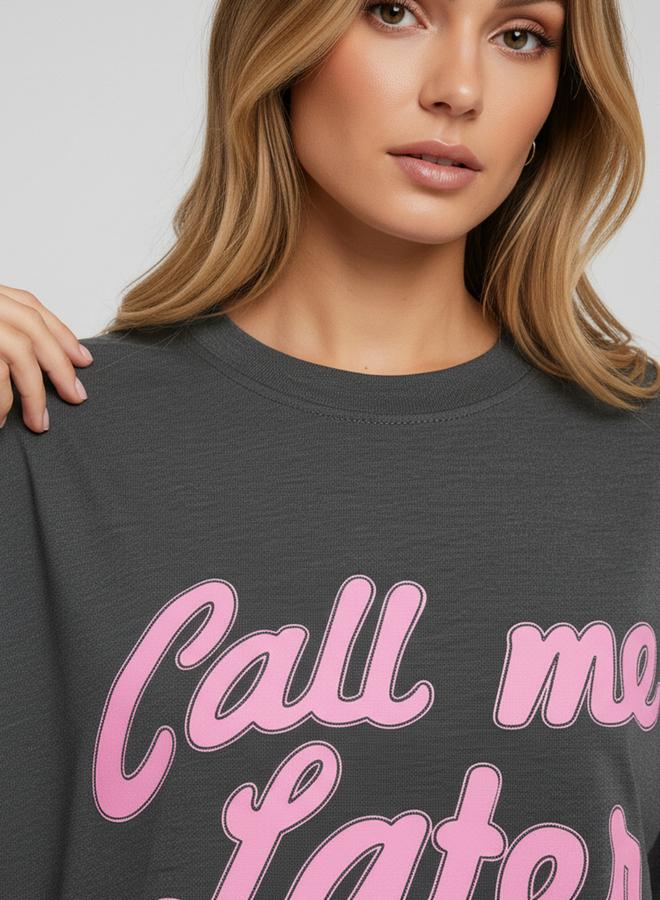 PAUSE Women Grey Graphic Print T-Shirt - Image 3